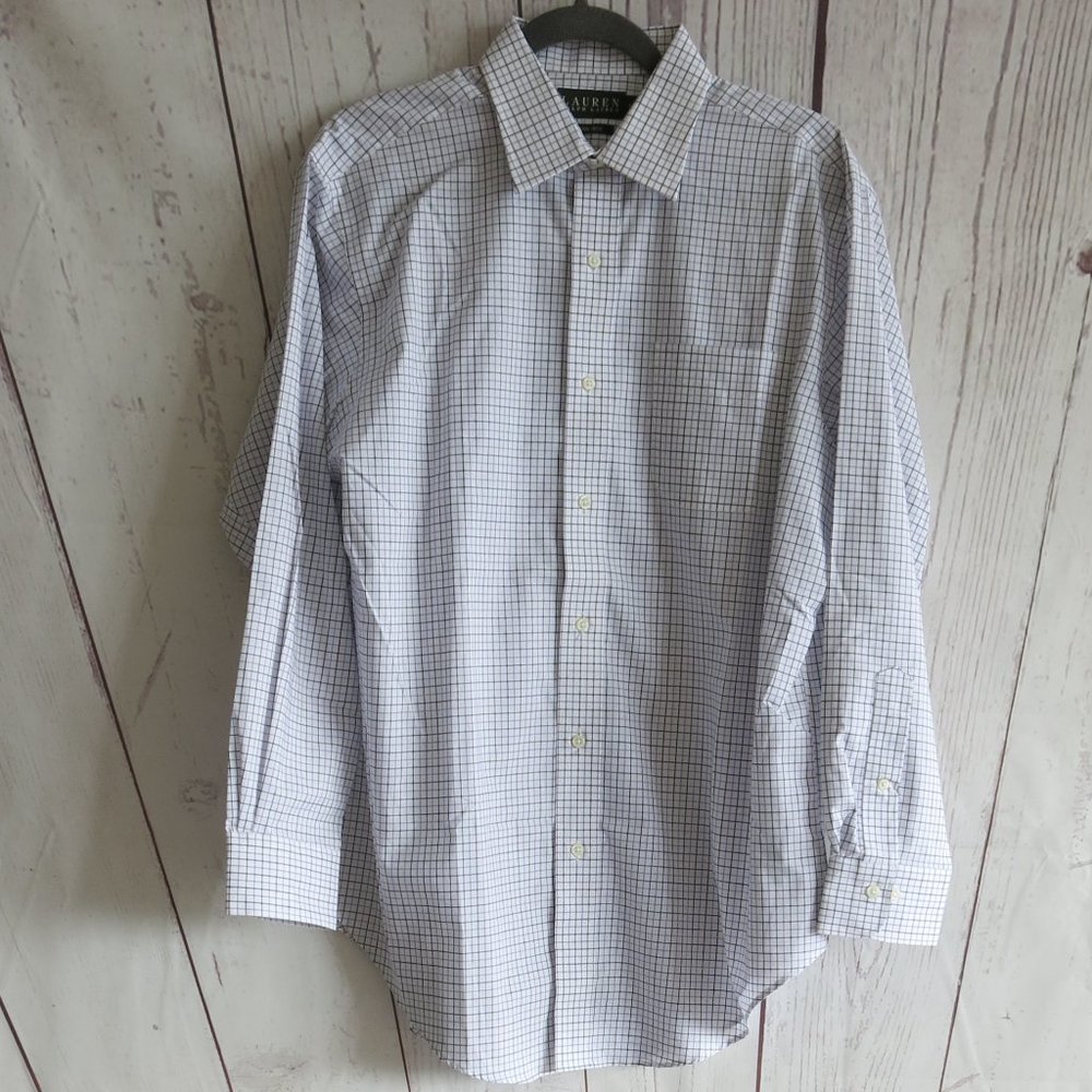 Lauren Ralph Lauren Non Iron Checks Button Down Long Sleeve Shirt Size 16-32/33